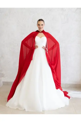 RED CHIFFON KAFTAN-BRIDE'S TOP DRESS-BINDALLI-CHIFFON KAFTAN-RED HENNA DRESS - PARIS IN PARIS (1)