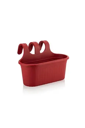 Red Chubby Hanging Balcony Pot 6.5 lt 3-Piece Set-RED - 2