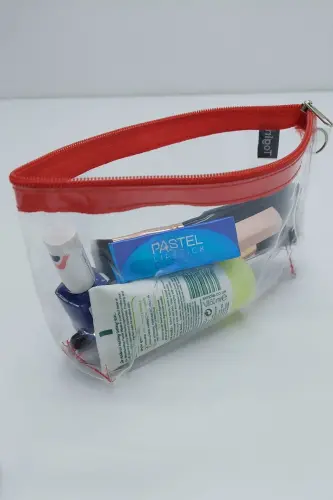 Red Color, Transparent Triangle Makeup Bag-Red_Transparent - 3