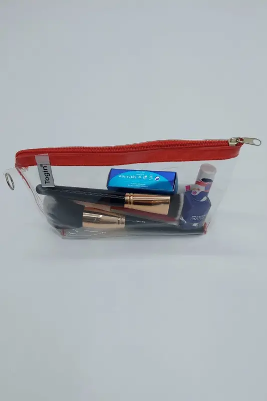 Red Color, Transparent Triangle Makeup Bag-Red_Transparent - 6