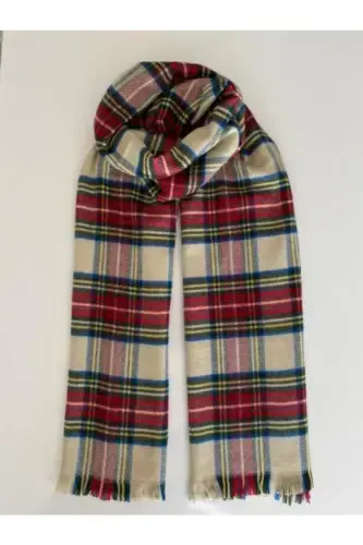 Red Cream Scottish Scarf-Red - 1