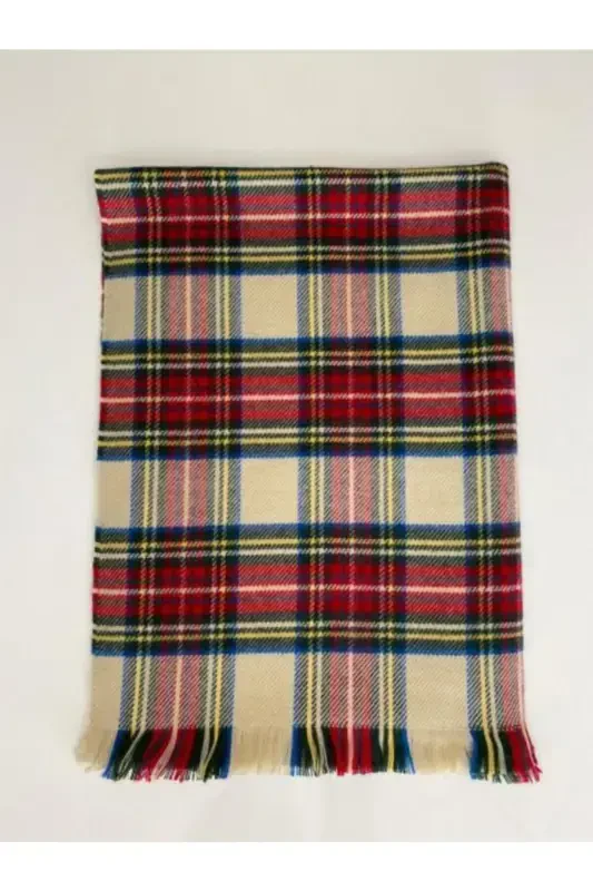 Red Cream Scottish Scarf-Red - 2