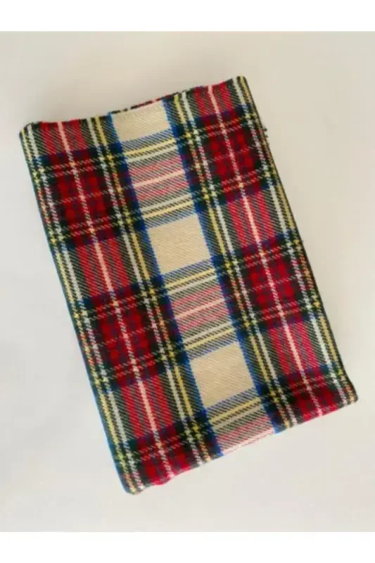 Red Cream Scottish Scarf-Red - 3