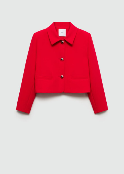 Red cropped jacket with buttons - 3