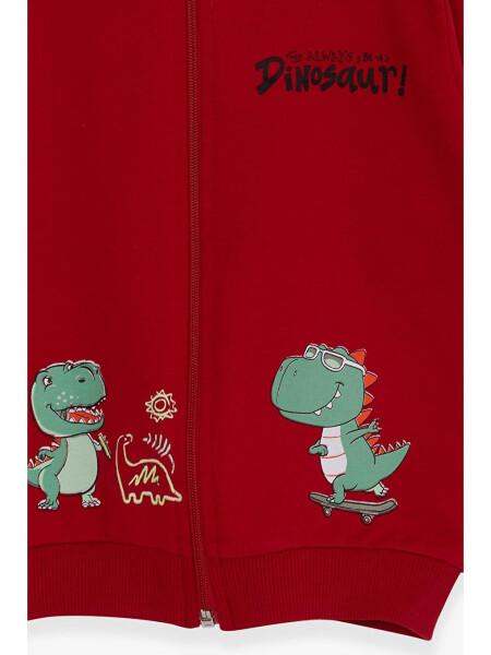 Red Dinosaur Skateboard Print Hoodie for Boys (1-3 Years Old) - 12
