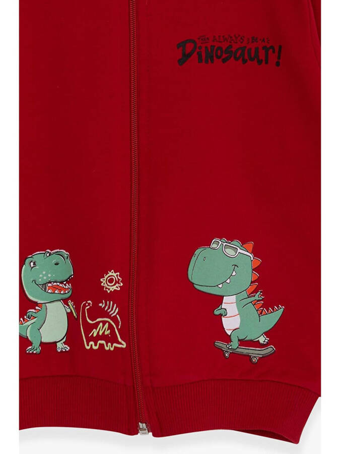 Red Dinosaur Skateboard Print Hoodie for Boys (1-3 Years Old) - 8
