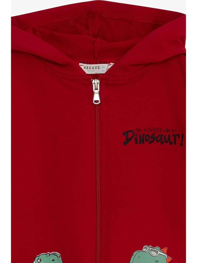 Red Dinosaur Skateboard Print Hoodie for Boys (1-3 Years Old) - 3