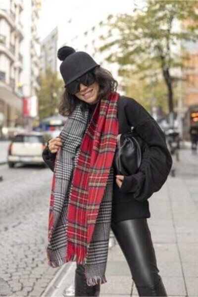 Red Double-Sided Scottish Scarf Shawl - FULLTREND (1)