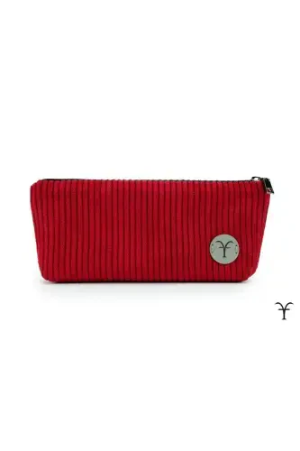 Red Elegant Handmade Thick Corduroy Velvet Makeup Bag-Red - 1