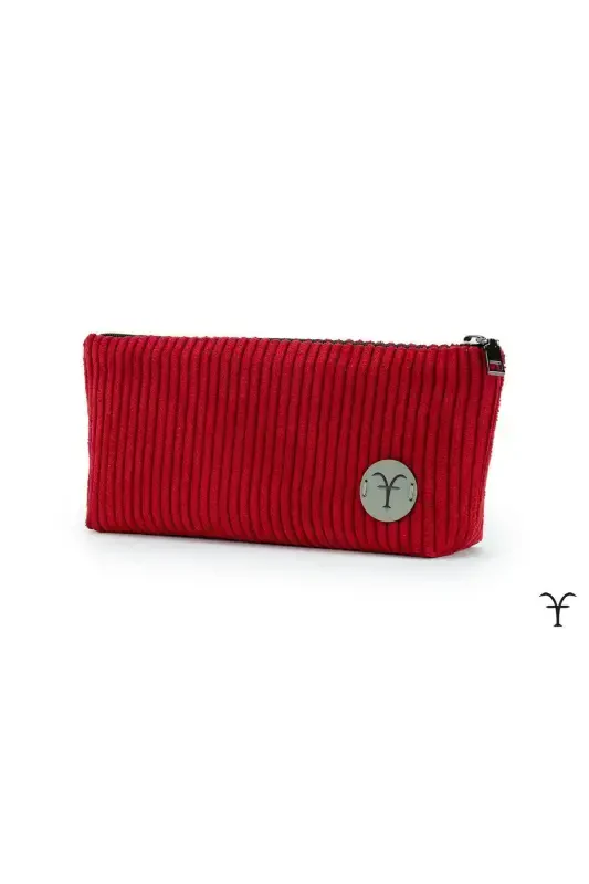 Red Elegant Handmade Thick Corduroy Velvet Makeup Bag-Red - 2