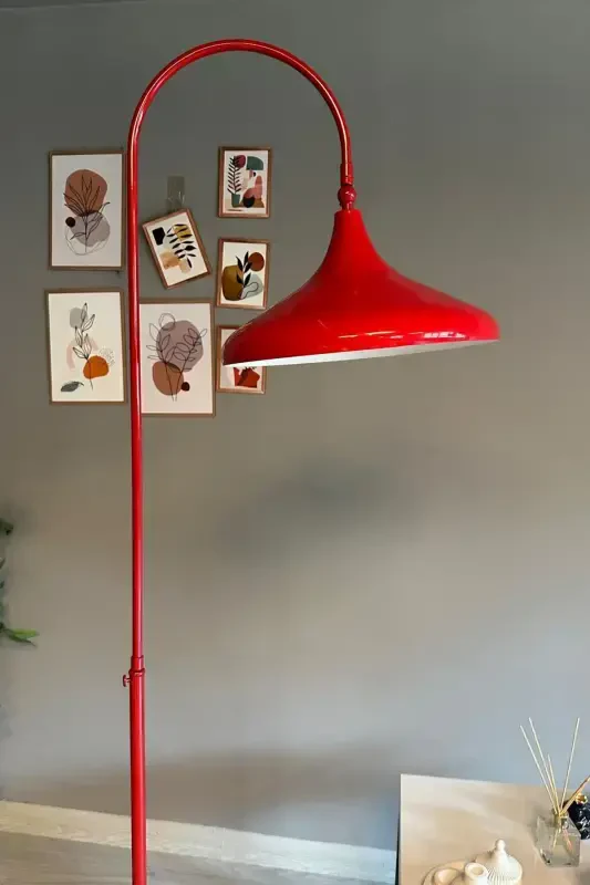 Red Floor Lamp Adjustable Head Modern Decorative Metal Living Room Study Room-Red - 2