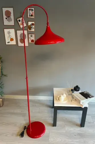 Red Floor Lamp Adjustable Head Modern Decorative Metal Living Room Study Room-Red - 3