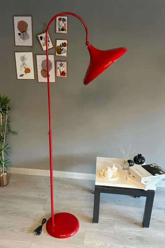 Red Floor Lamp Adjustable Head Modern Decorative Metal Living Room Study Room-Red - 4