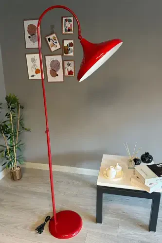 Red Floor Lamp Adjustable Head Modern Decorative Metal Living Room Study Room-Red - 5