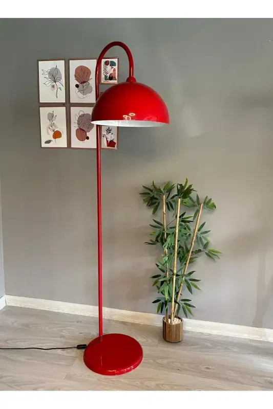 Red Floor Lamp Modern Decorative Metal Living Room Study Room Floor Lamp - Red - BAMYUM