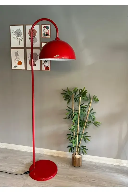 Red Floor Lamp Modern Decorative Metal Living Room Study Room Floor Lamp - Red - 3