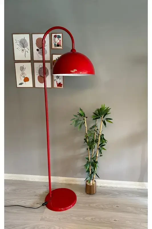 Red Floor Lamp Modern Decorative Metal Living Room Study Room Floor Lamp - Red - 6