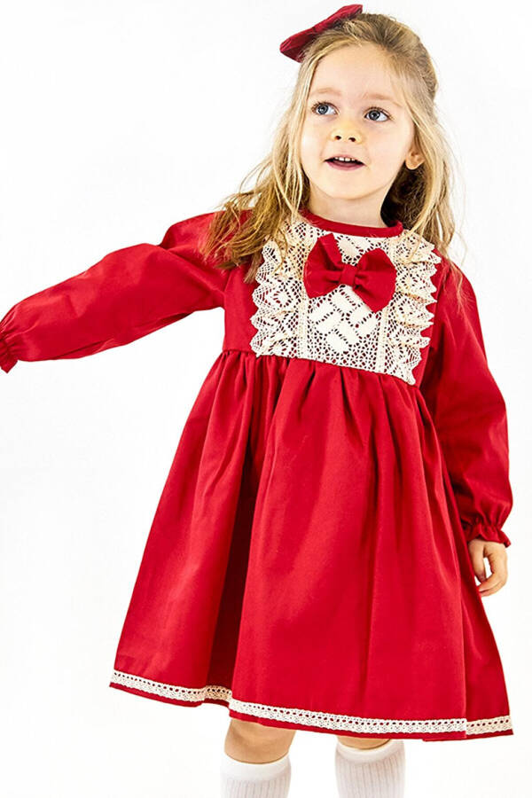 Red Gabardine Lace Dress + Buckle - 5