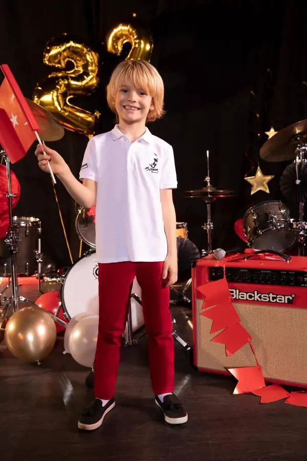 Red Gabardine Trousers for Boys X4224a622sm - 2