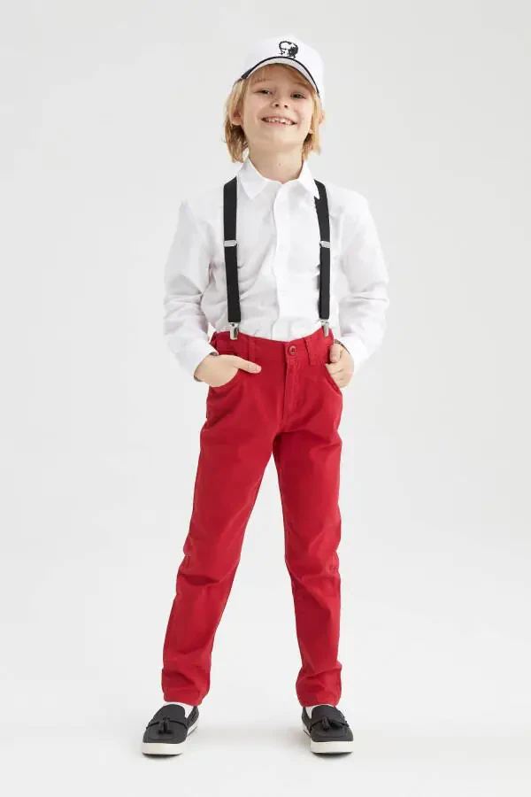 Red Gabardine Trousers for Boys X4224a622sm - 3