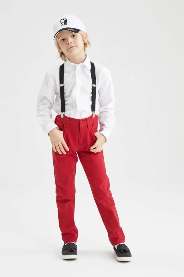 Red Gabardine Trousers for Boys X4224a622sm - 4