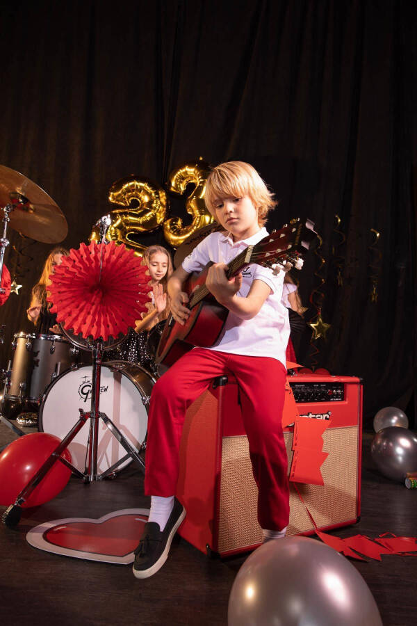 Red Gabardine Trousers for Boys X4224a622sm - 1