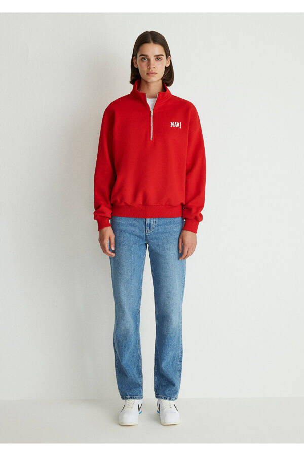 Red Half-Zip Sweatshirt with Logo Print 1s10179-86417 - 22