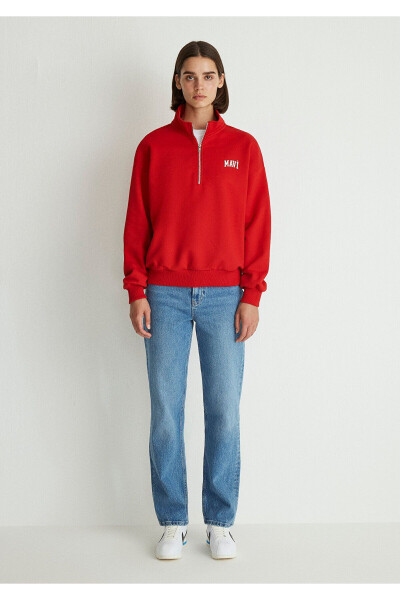 Red Half-Zip Sweatshirt with Logo Print 1s10179-86417 - 17