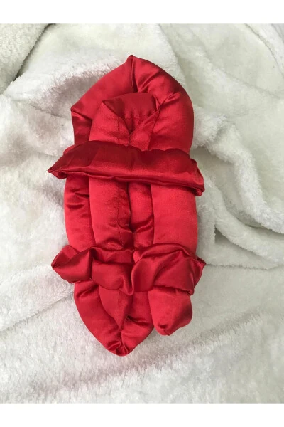 Red Heatless Hair Styling Hair Scrunchie Silk Satin Clip Set - 3