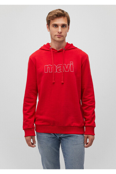 Red Hooded Sweatshirt with Logo Print 065606-82054 - 21