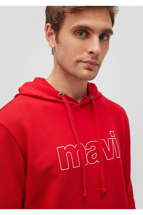 Red Hooded Sweatshirt with Logo Print 065606-82054 - 23