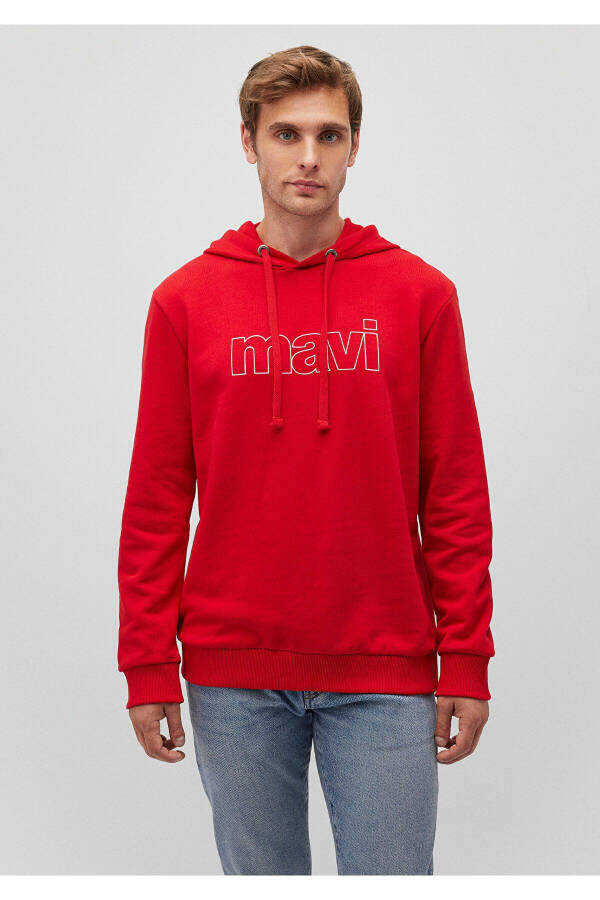 Red Hooded Sweatshirt with Logo Print 065606-82054 - 15