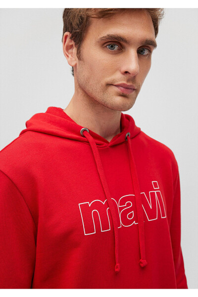 Red Hooded Sweatshirt with Logo Print 065606-82054 - 5