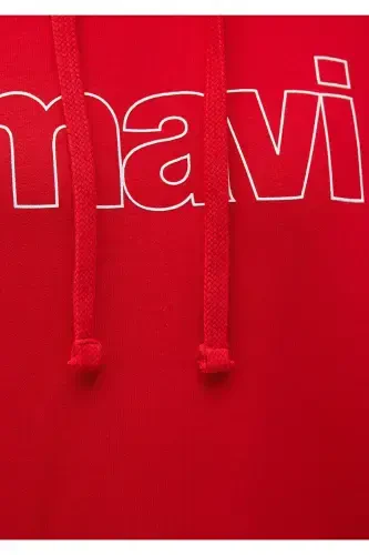 Red Hooded Sweatshirt with Logo Print 065606-82054 - 7