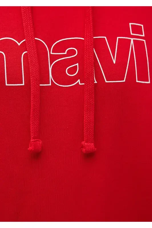 Red Hooded Sweatshirt with Logo Print 065606-82054 - 7