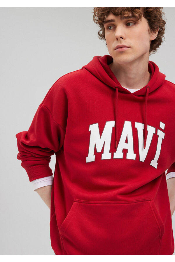 Red Hooded Sweatshirt with Logo Print 067149-86417 - 19