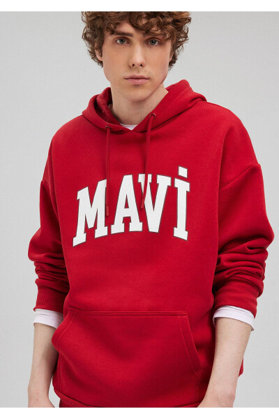 Red Hooded Sweatshirt with Logo Print 067149-86417 - 20