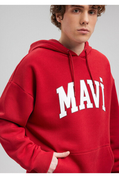 Red Hooded Sweatshirt with Logo Print 067149-86417 - 23