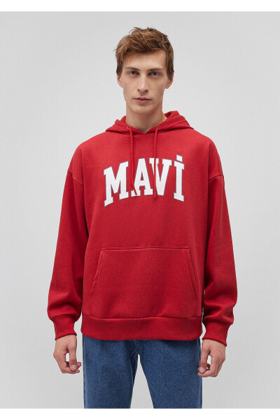 Red Hooded Sweatshirt with Logo Print 067149-86417 - 9