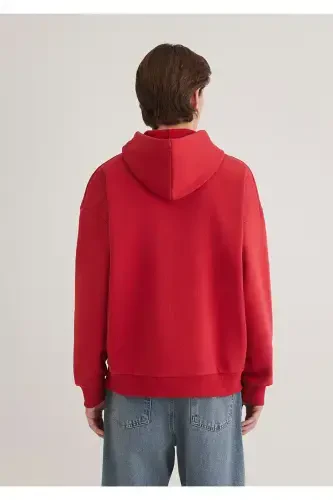 Red Hooded Sweatshirt with Logo Print 067149-86417 - 5