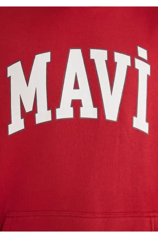 Red Hooded Sweatshirt with Logo Print 067149-86417 - 7