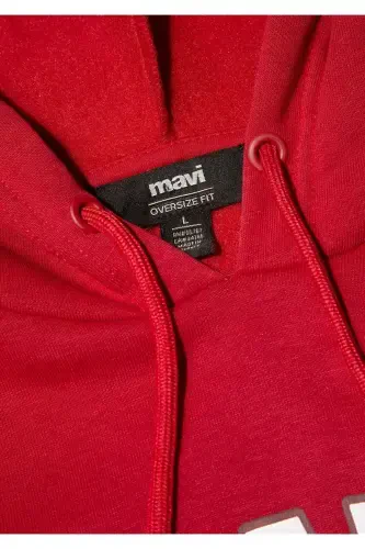 Red Hooded Sweatshirt with Logo Print 067149-86417 - 8