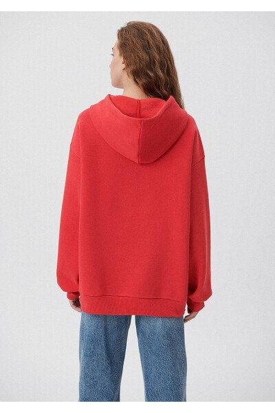 Red Hooded Sweatshirt with Logo Print Oversize/Wide Cut 1600361-82054 - 23