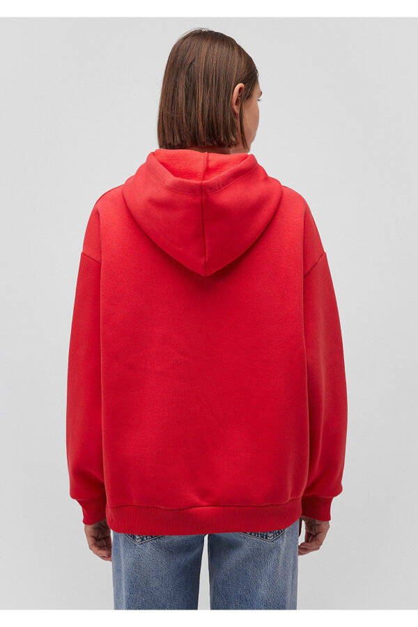 Red Hooded Sweatshirt with Logo Print Oversize/Wide Cut 1600361-82054 - 10