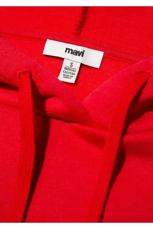 Red Hooded Sweatshirt with Logo Print Oversize/Wide Cut 1600361-82054 - 8