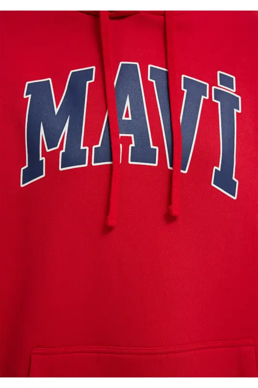 Red Hooded Sweatshirt with Logo Print Oversize/Wide Cut 1600361-82054 - 7