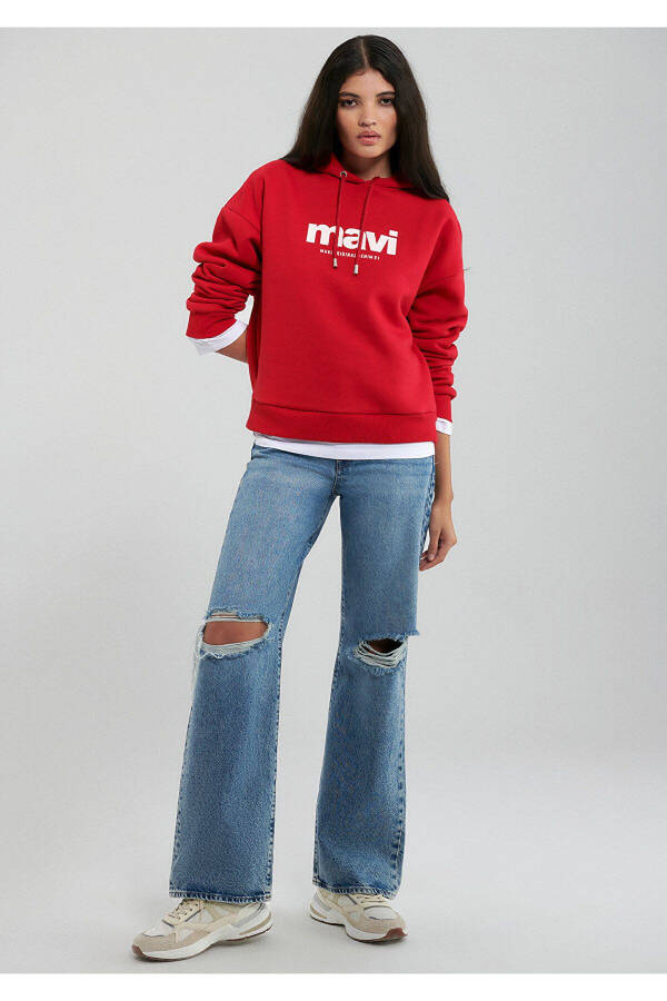 Red Hoodie with Logo Print 168334-35476 - 14