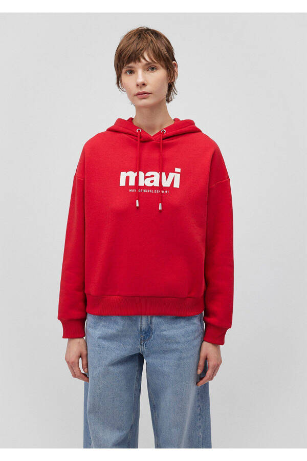 Red Hoodie with Logo Print 168334-35476 - 9