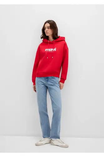 Red Hoodie with Logo Print 168334-35476 - 1