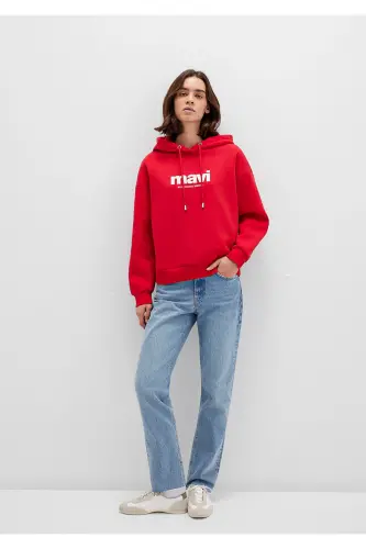 Red Hoodie with Logo Print 168334-35476 - 4